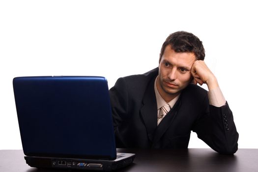 businessman over white studio background