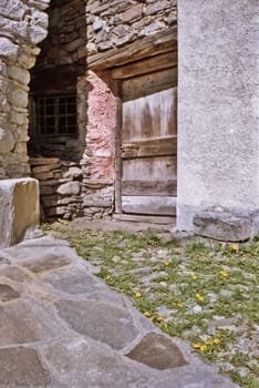 Old Italian stone house door