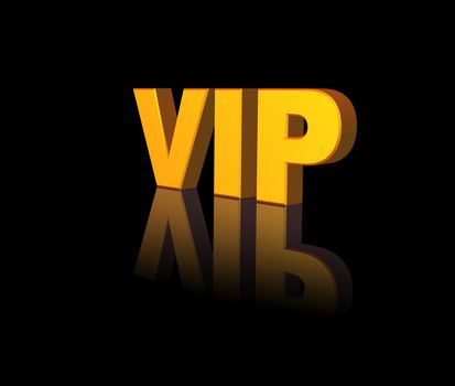 golden vip text on black background - 3d illustration