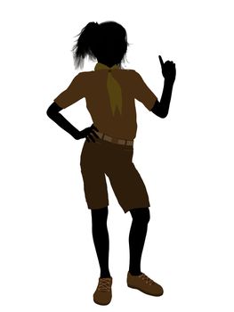 Girl scout silhouette dressed in shorts on a white background