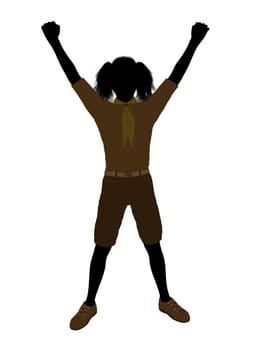 Girl scout silhouette dressed in shorts on a white background