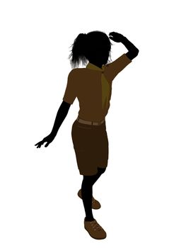 Girl scout silhouette dressed in shorts on a white background