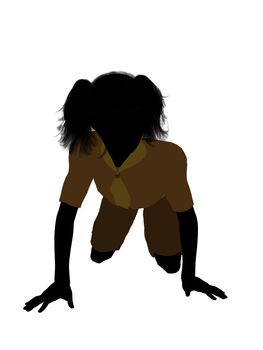 Girl scout silhouette dressed in shorts on a white background