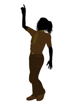 Girl scout silhouette dressed in pants on a white background