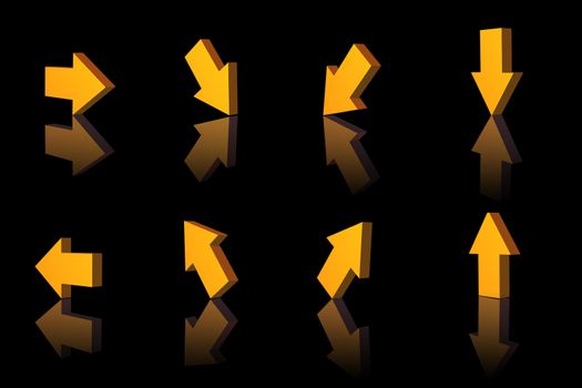any arrows shows various directions - 3d illustration