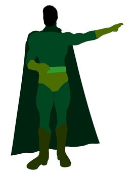 Male super hero silhouette dressed in shorts on a white background