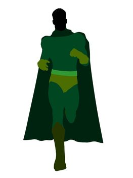 Male super hero silhouette dressed in shorts on a white background