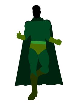 Male super hero silhouette dressed in shorts on a white background
