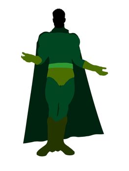 Male super hero silhouette dressed in shorts on a white background
