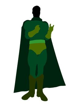 Male super hero silhouette dressed in shorts on a white background