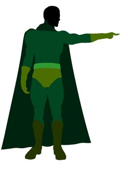 Male super hero silhouette dressed in shorts on a white background