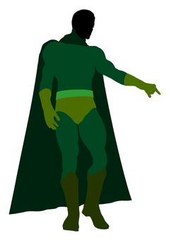 Male super hero silhouette dressed in shorts on a white background
