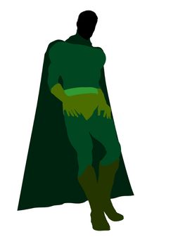 Male super hero silhouette dressed in shorts on a white background