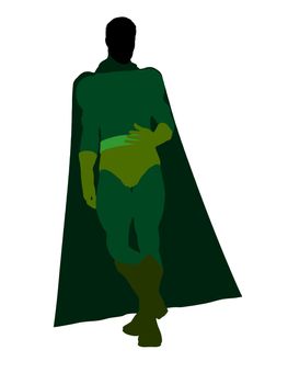 Male super hero silhouette dressed in shorts on a white background