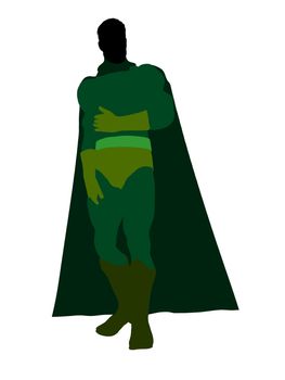 Male super hero silhouette dressed in shorts on a white background