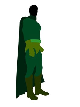 Male super hero silhouette dressed in shorts on a white background