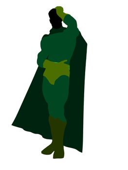 Male super hero silhouette dressed in shorts on a white background
