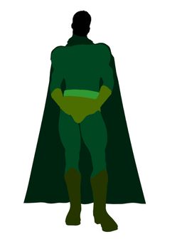 Male super hero silhouette dressed in shorts on a white background