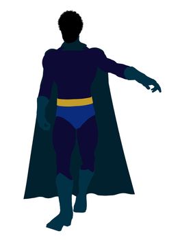 African American super hero silhouette dressed in shorts on a white background