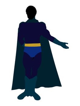 African American super hero silhouette dressed in shorts on a white background