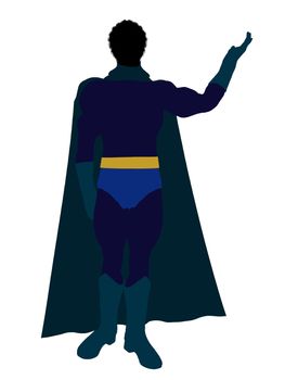 African American super hero silhouette dressed in shorts on a white background