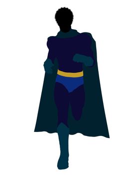 African American super hero silhouette dressed in shorts on a white background