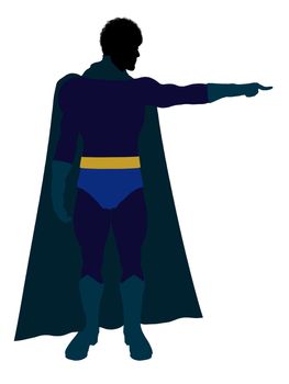 African American super hero silhouette dressed in shorts on a white background