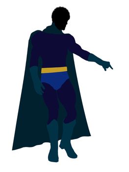 African American super hero silhouette dressed in shorts on a white background