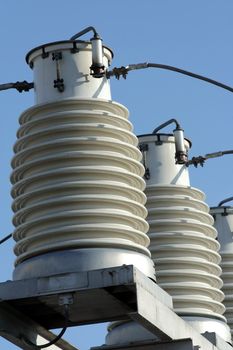 big insulators on the high-voltage substation 2