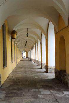 Old-fashioned gallery in Saint-Petersburg