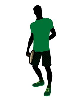 Male tennis player art illustration silhouette on a white background