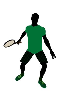 Male tennis player art illustration silhouette on a white background