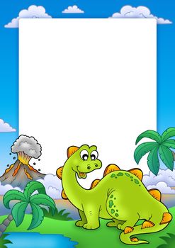 Frame with cute dinosaur - color illustration.