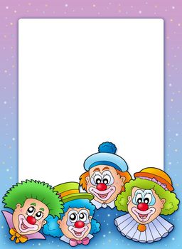 Frame with various clowns - color illustration.