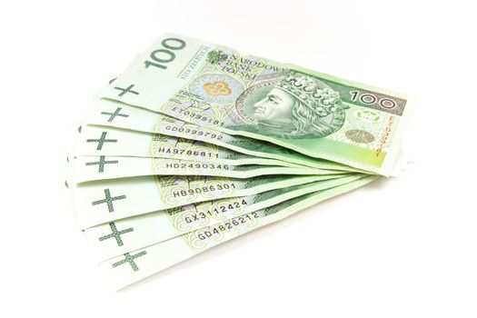 Many polish money isolated on white