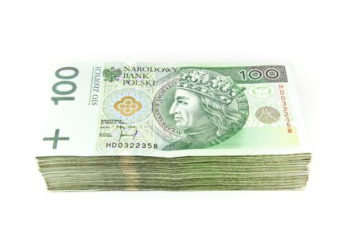 Big stack of money on white background