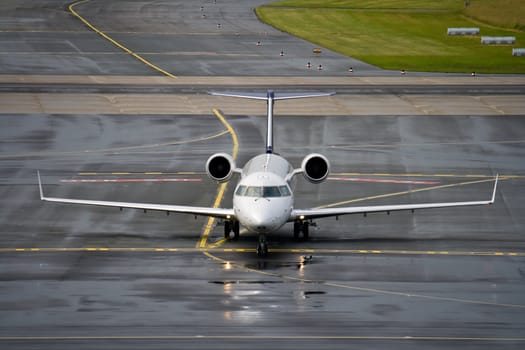 Jet airliner preparing to take off