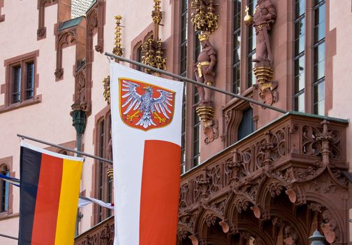 German national flag and Frankfurt city flag