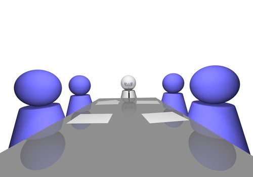 3D scene of a company meeting.