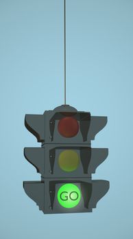 Traffic light showing "Go Green".