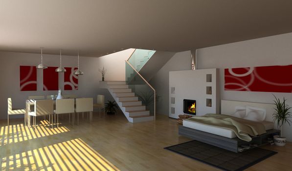 modern interior design (3D rendering)