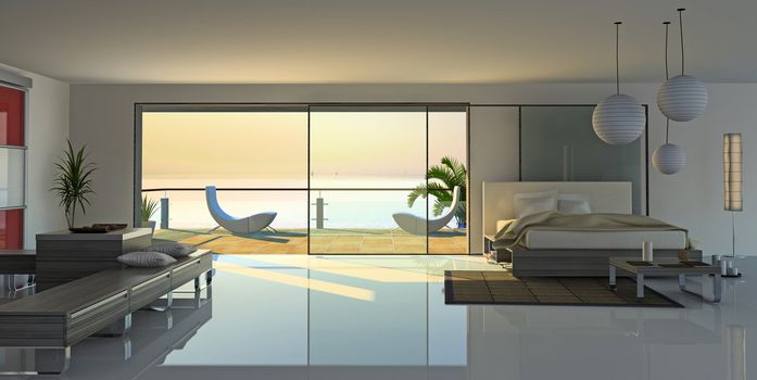 modern open interior (3D rendering)