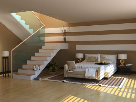 modern bedroom interior (3D rendeing)