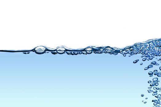 Isolated water splashing with bubbles and water drops - abstract background environmental theme