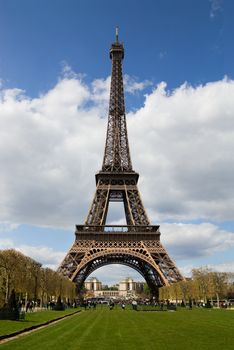 View at Eiffel Tower from the Champ de Mars (Field of Mars)