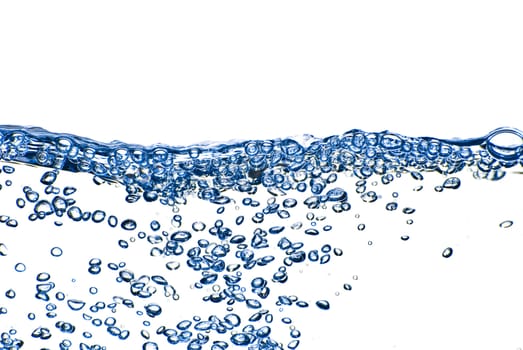 Isolated water splashing with bubbles and water drops - abstract background environmental theme