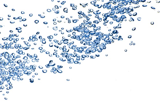 Isolated water splashing with bubbles and water drops - abstract background environmental theme