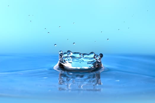 Blue water environmental abstract background - blue water drop splashing in clear clean water