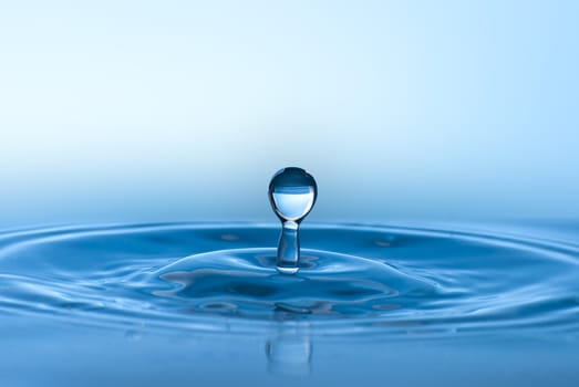 Blue water environmental abstract background - blue water drop splashing in clear clean water