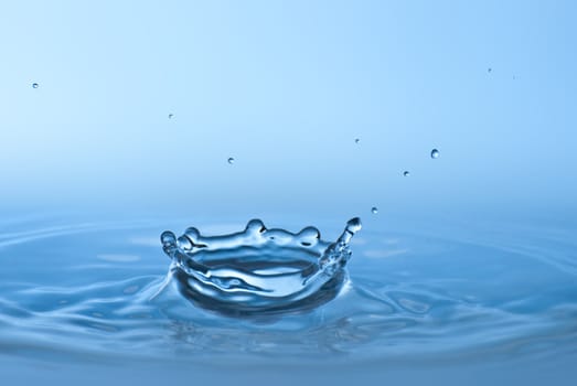 Blue water environmental abstract background - blue water drop splashing in clear clean water